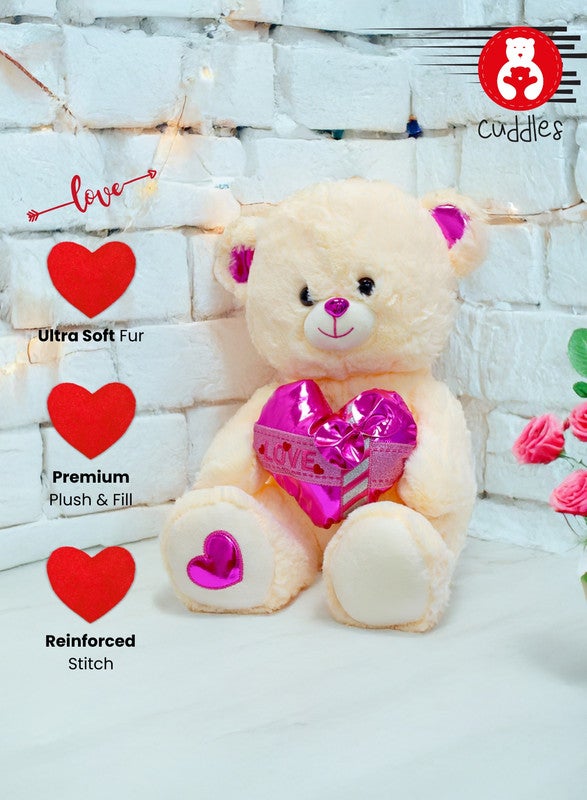 Cuddles Valentines Day Gifts for Him & Her, Teddy Bear with Heart, 45cm Soft Stuffed Bear Plush Toy, Gifts for Girlfriend Boyfriend, White - Image 3